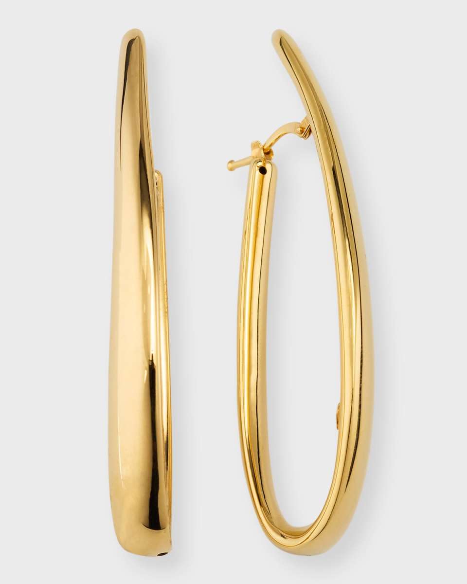 Golden Dreams 18K Yellow Gold Elongated Oval Hoop Earrings