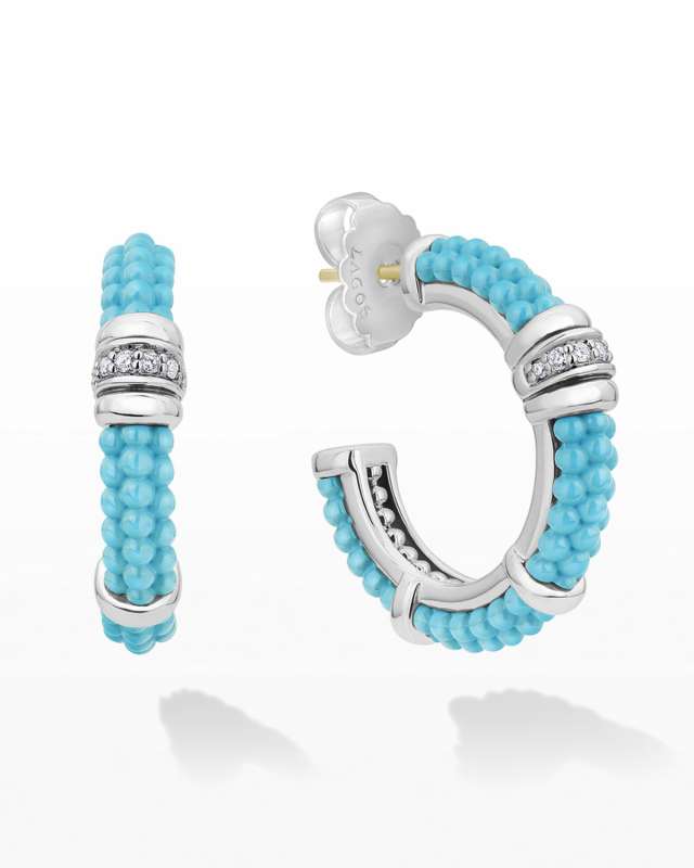 Blue Caviar Diamond Hoop Earrings