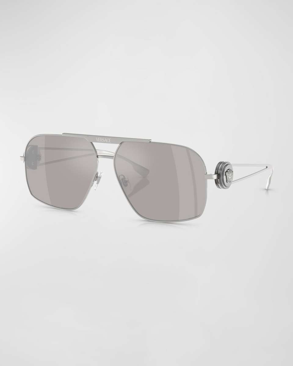 Medusa Medallion Steel Aviator Sunglasses