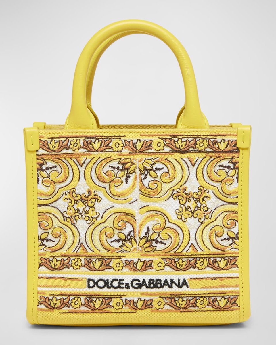 Small Textile Printed Shopper Top-Handle Bag