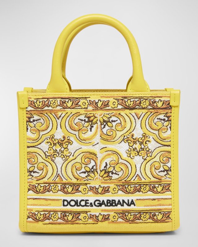 Small Textile Printed Shopper Top-Handle Bag