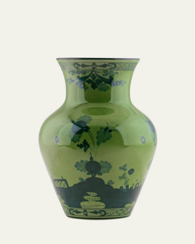 Oriente Italiano Malachite Ming Vase, 9.8"