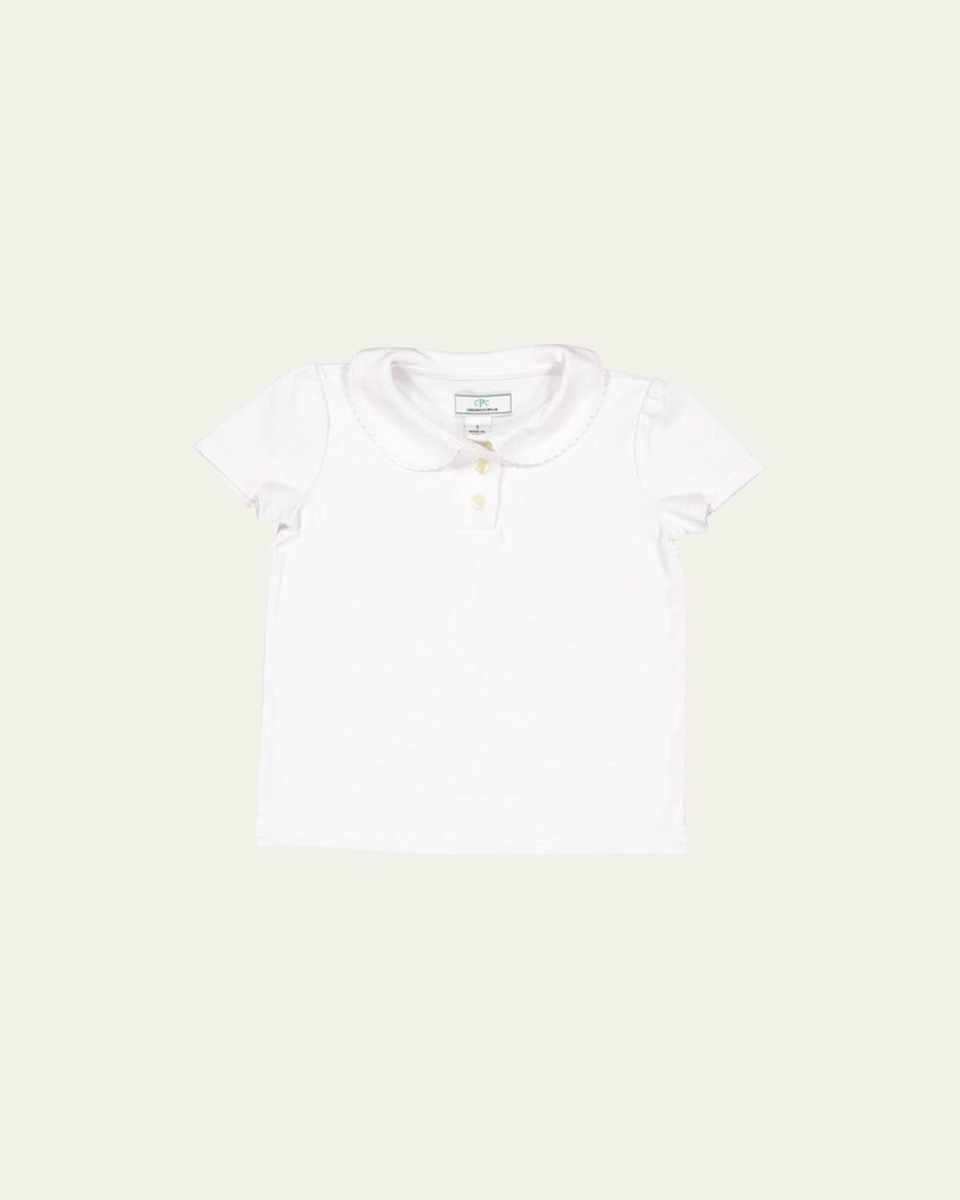 Girl's Sarah Short-Sleeve Cotton Polo Shirt, Size 12M-14