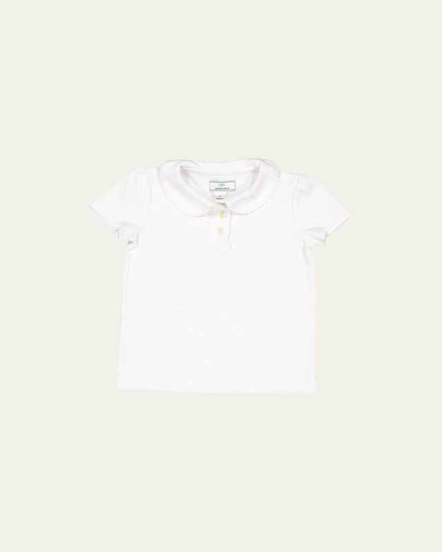 Girl's Sarah Short-Sleeve Cotton Polo Shirt, Size 12M-14