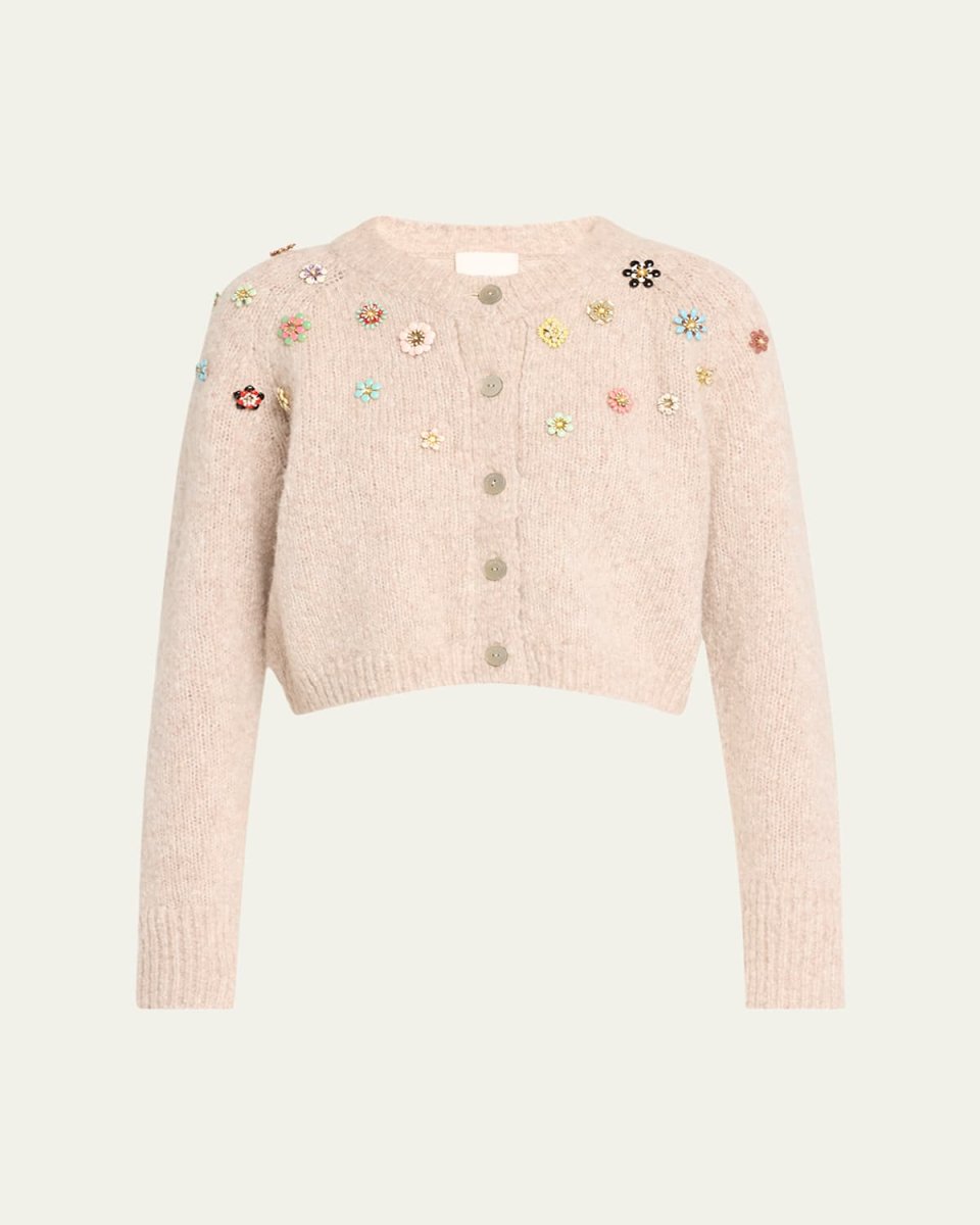 Clustered Enamel Flower Millie Cropped Cardigan
