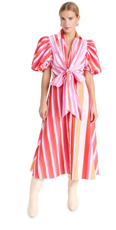 Silvia Tcherassi Pavia Dress Rouge Orange Stripes