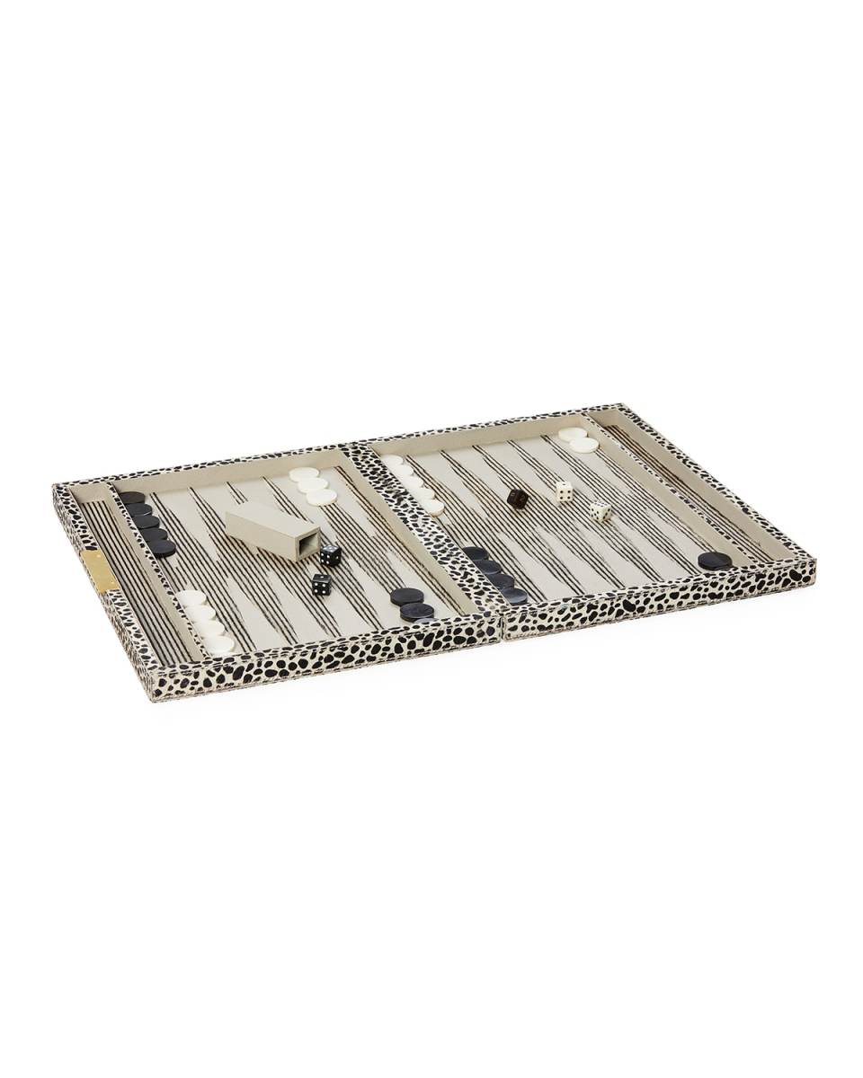 Bailey Large Cheetah-Print Backgammon Game Set