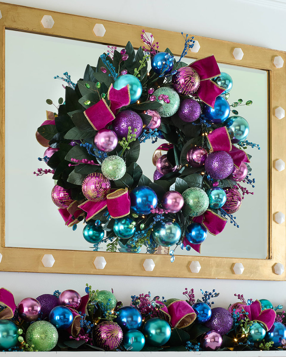 28" Bright Holiday Pre-Lit Wreath