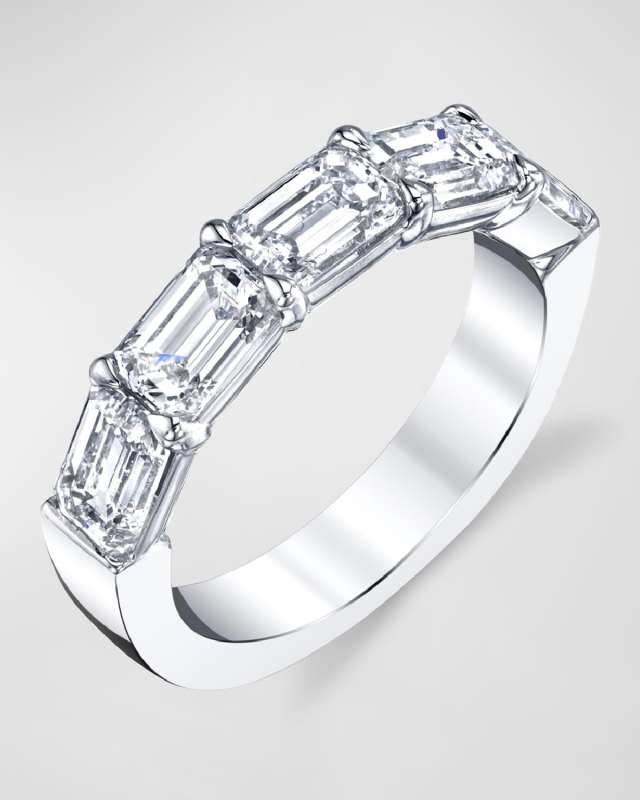 Large Platinum Halfway Band with Horizontal Set Emerald Cut Diamonds, 2.25ct