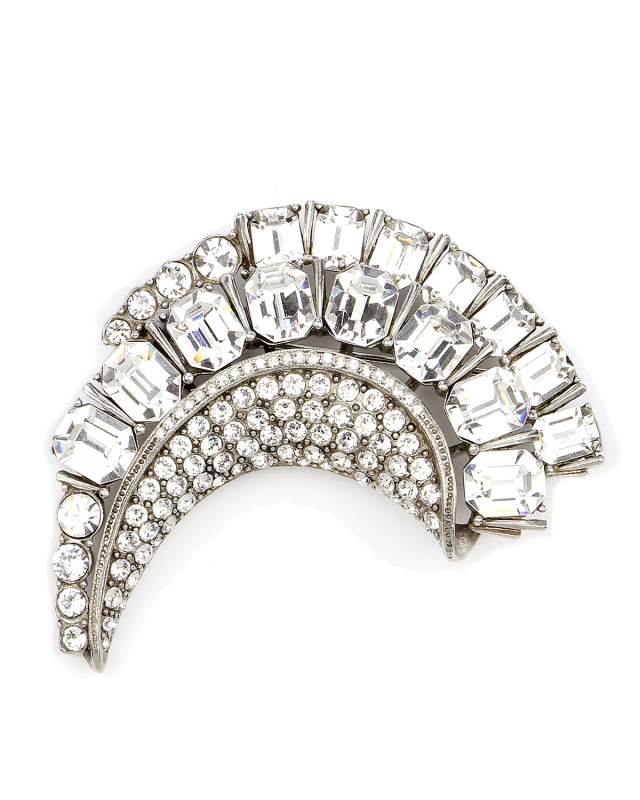 Half-Moon Crystal Brooch