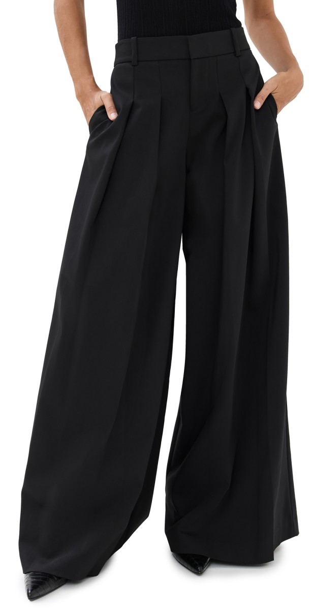 alice + olivia Blaire Ultra Pleated Pants Black