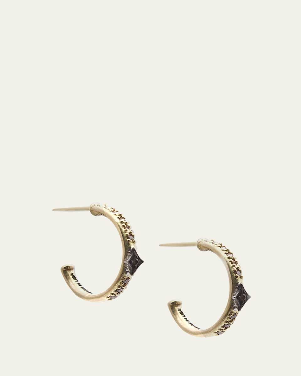 18k Old World Mini Diamond Huggie Hoop Earrings