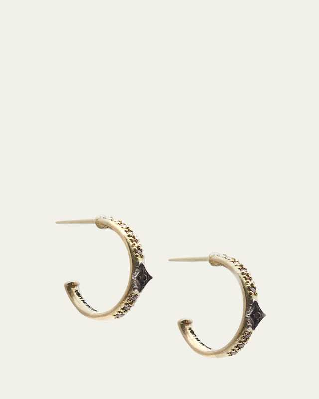 18k Old World Mini Diamond Huggie Hoop Earrings