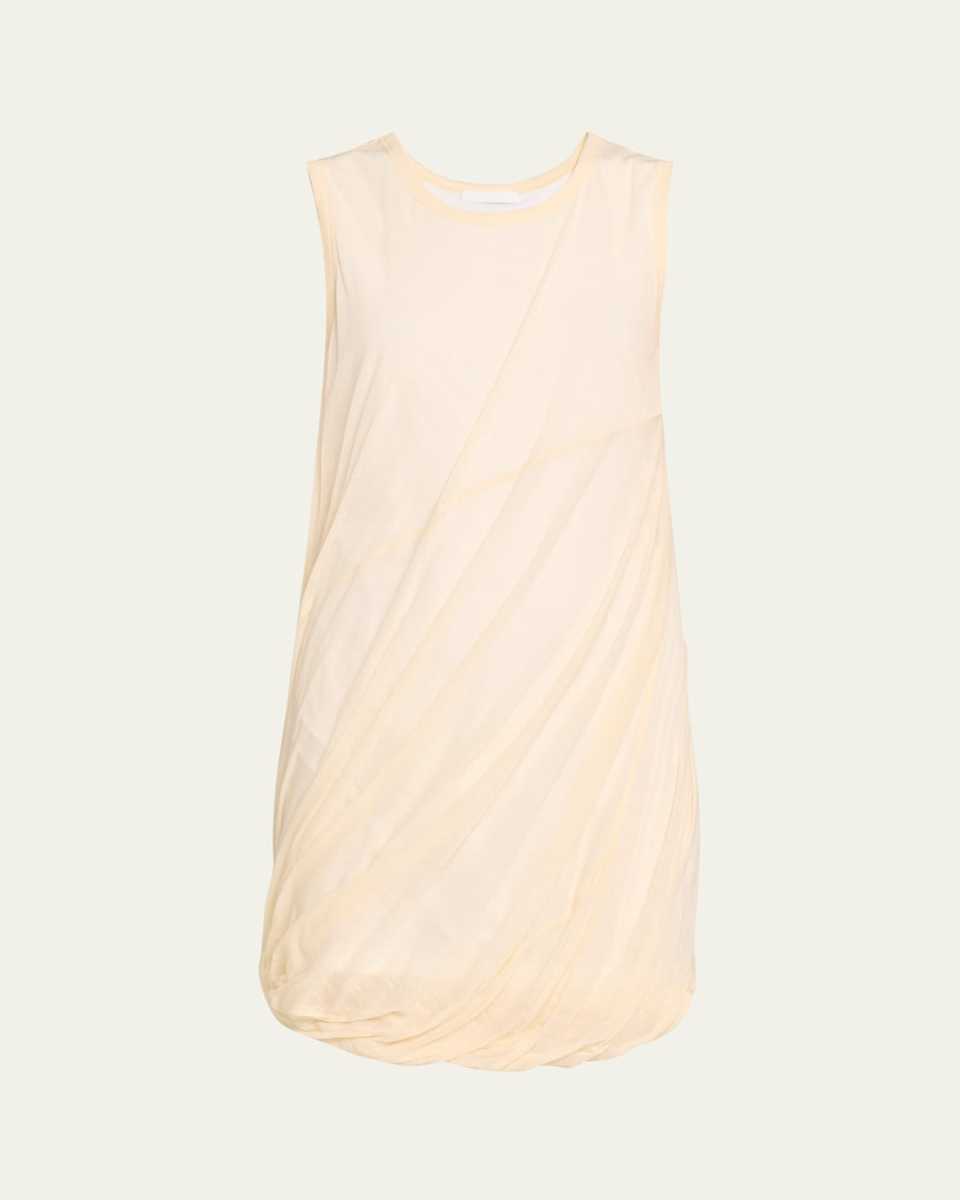Sleeveless Draped Bubble-Hem Mini Dress