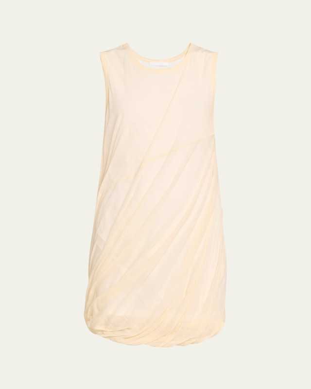 Sleeveless Draped Bubble-Hem Mini Dress