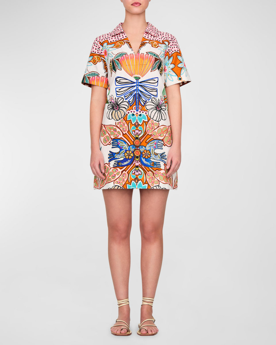 Dede Floral-Print Mini Shirtdress