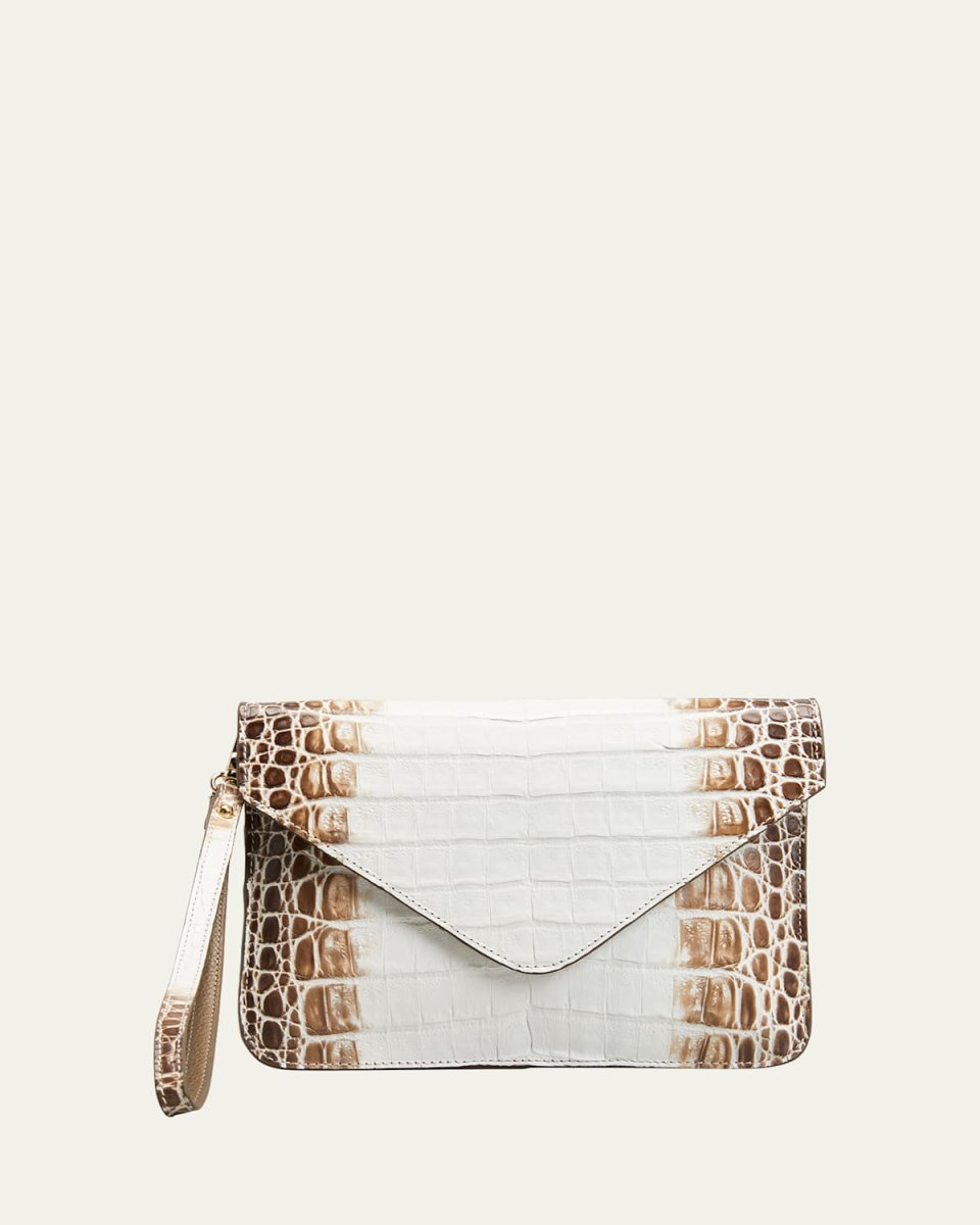 Crocodile Pouch Wristlet Clutch Bag with Crossbody Strap