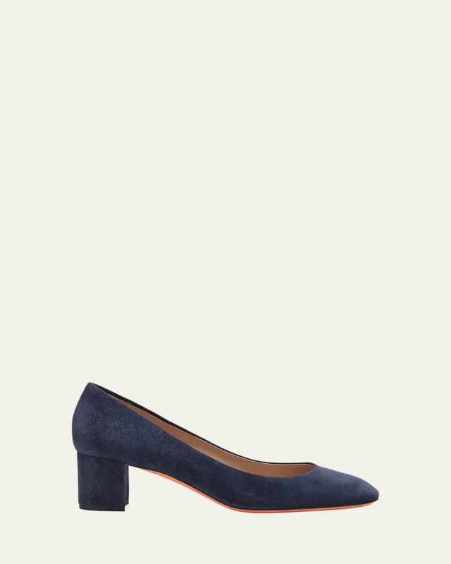 Suede Block-Heel Pumps