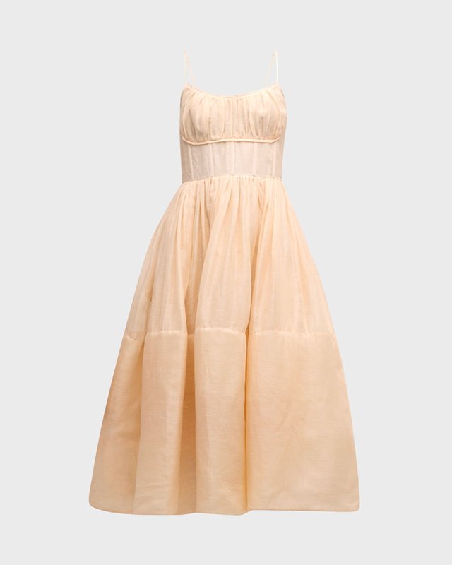 Natura Ruched A-Line Midi Dress