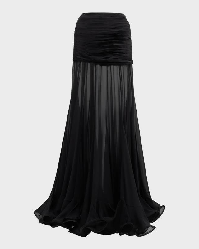 Illustration Flounce Silk Skirt