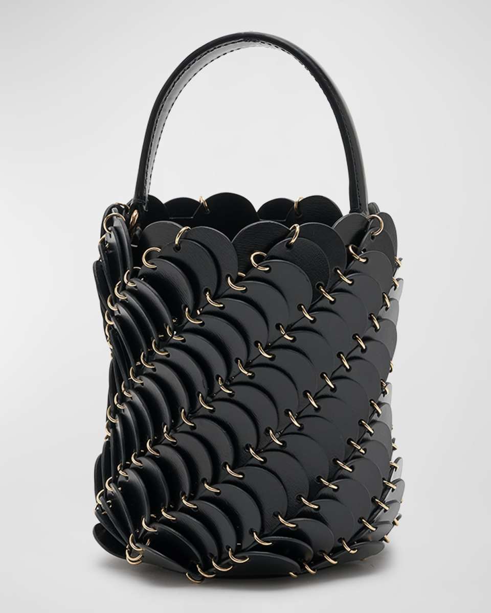 Small Disc-Link Leather Bucket Bag