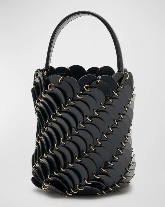 Small Disc-Link Leather Bucket Bag