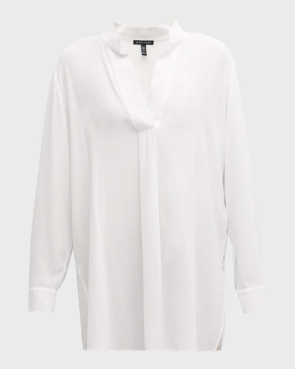 Pleated Silk Georgette Crepe Tunic