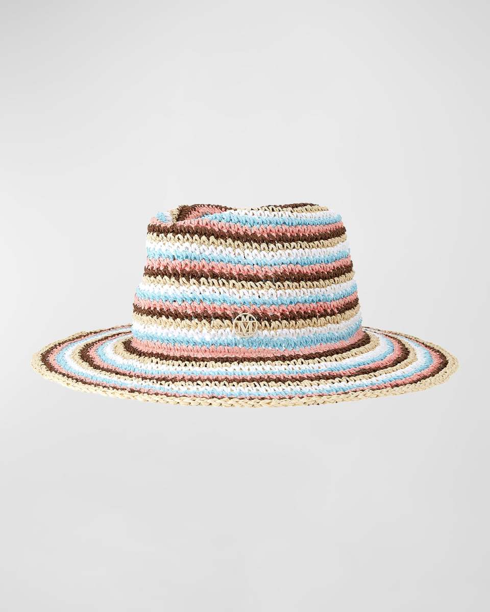 Charles Striped Crocheted Straw Fedora