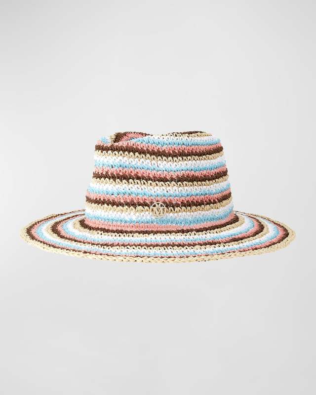 Charles Striped Crocheted Straw Fedora