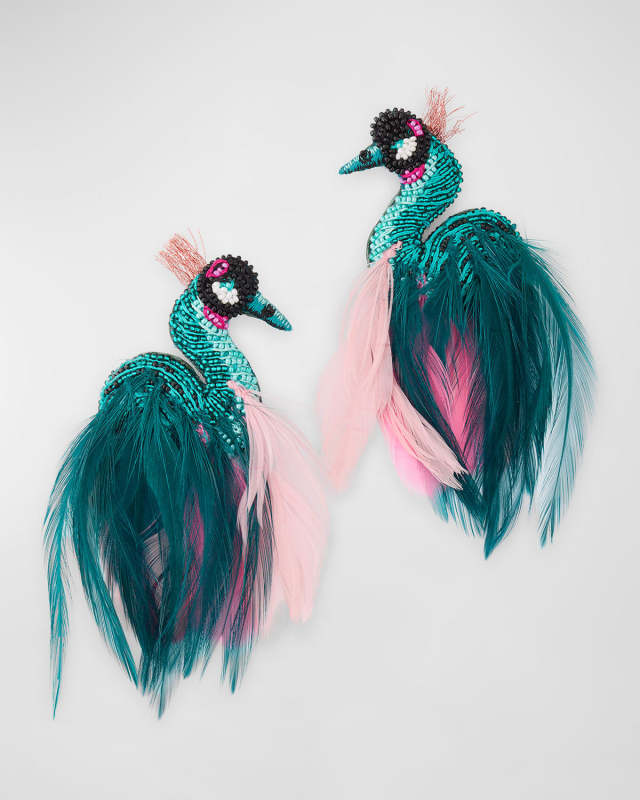 Grey Crowned Crane Earrings