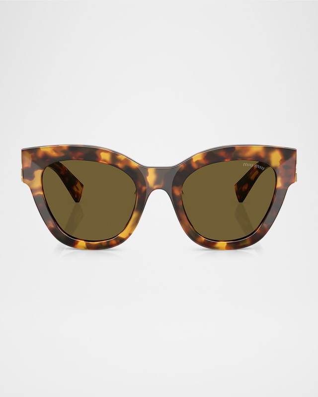 Beveled Brown Acetate & Plastic Cat-Eye Sunglasses