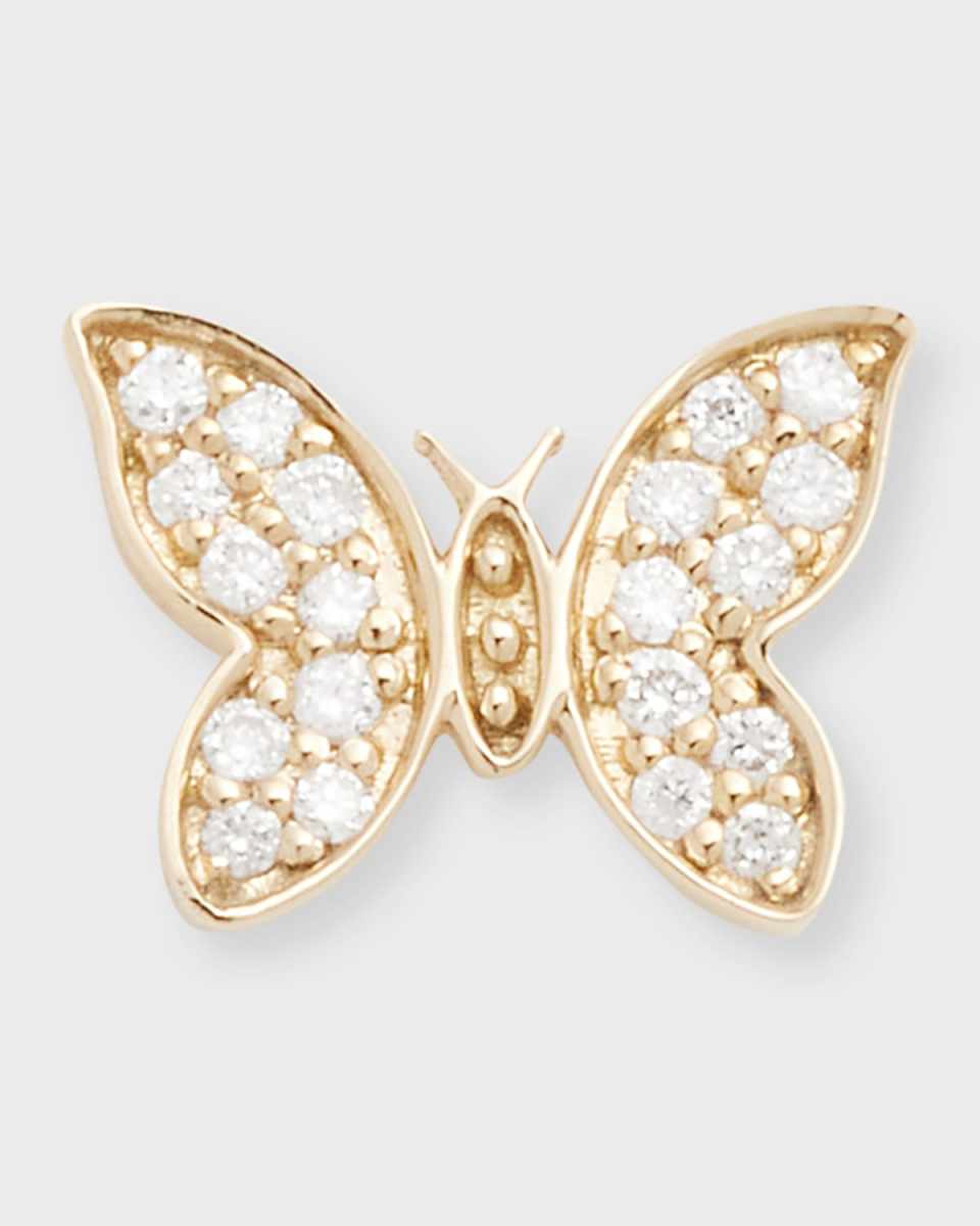 14k Diamond Tiny Butterfly Stud Earring, Single