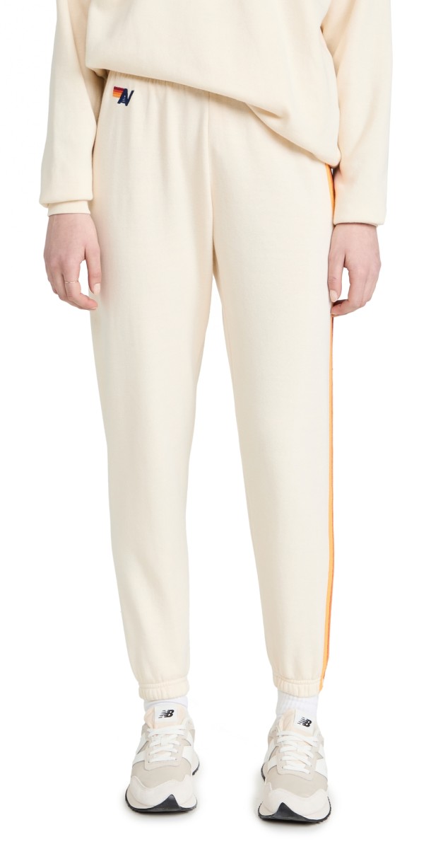 Aviator Nation 5 Stripe Sweatpants Vintage White
