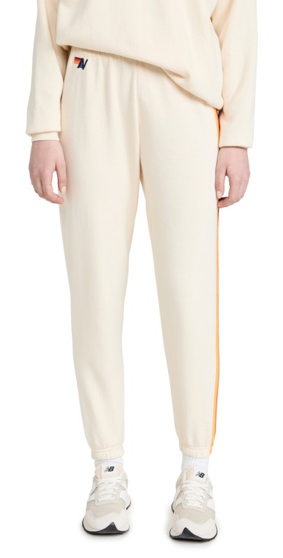 Aviator Nation 5 Stripe Sweatpants Vintage White
