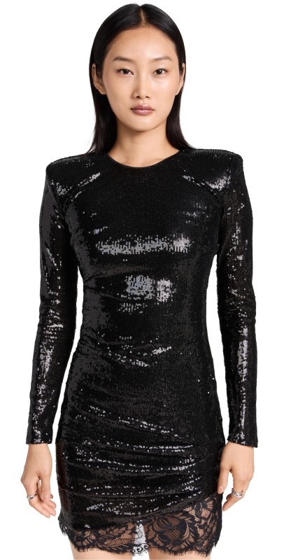 L'AGENCE Alba Mini Dress with Lace Black