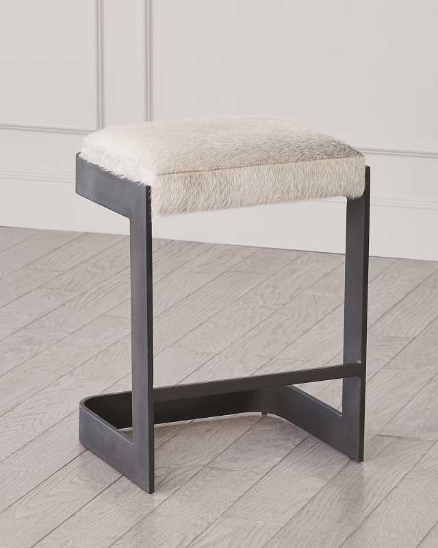 Regan Hair Hide Counter Stool, 25"