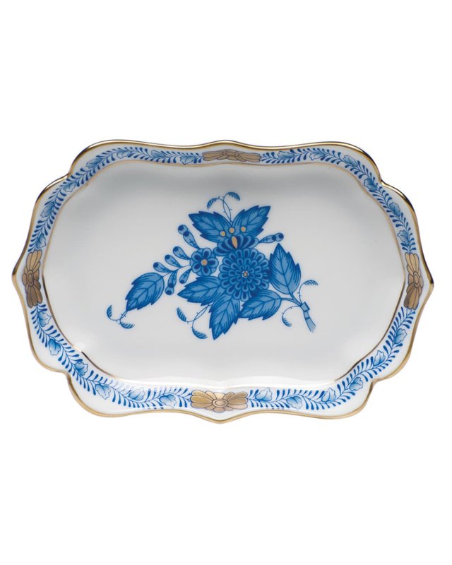 Chinese Bouquet Mini Scalloped Tray - Blue