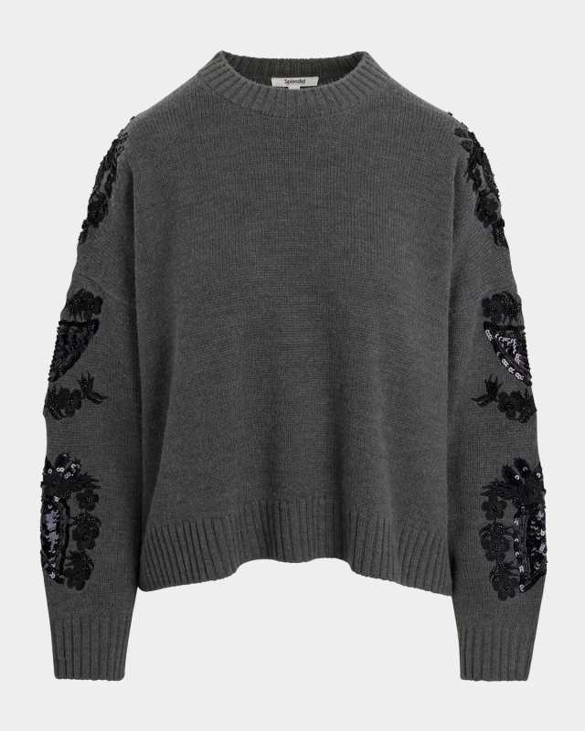 Leanna Embroidered Wool-Blend Sweater