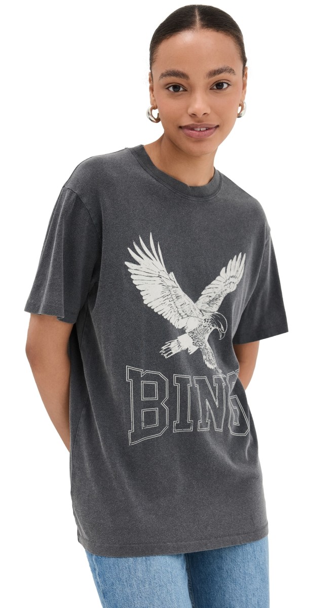 ANINE BING Lili Tee Retro Eagle Washed Black