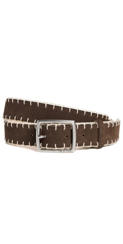rag & bone Boyfriend Whipstitch Belt Dark Espresso Suede