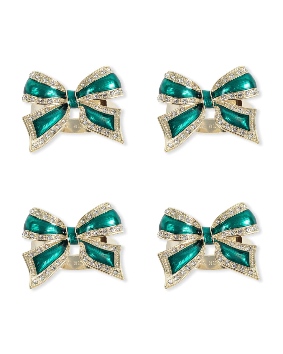 Enamel Bow Napkin Rings, Set of 4