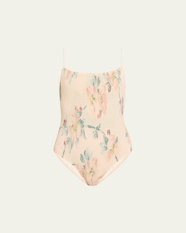 Floral Smocked One-Piece Swimsuit