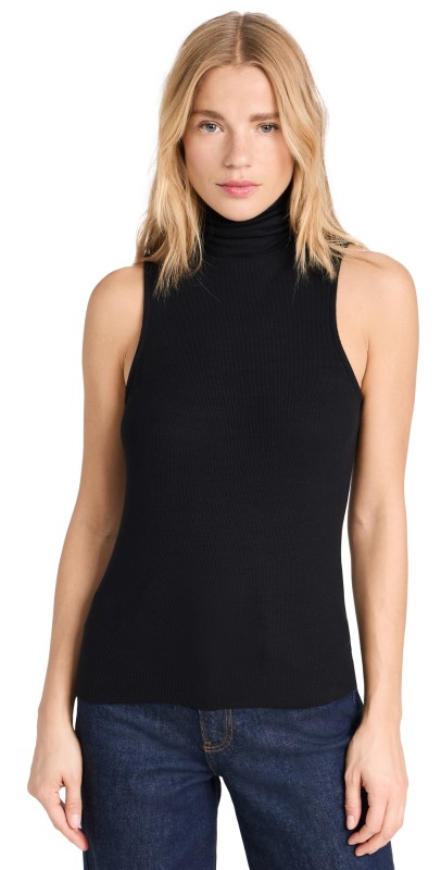 FRAME Sleeveless Mockneck Top Black