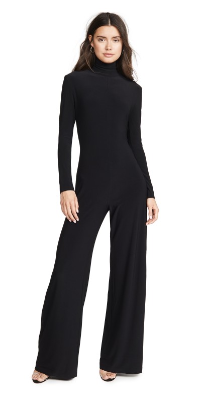 Norma Kamali Long Sleeve Turtleneck Jumpsuit Black