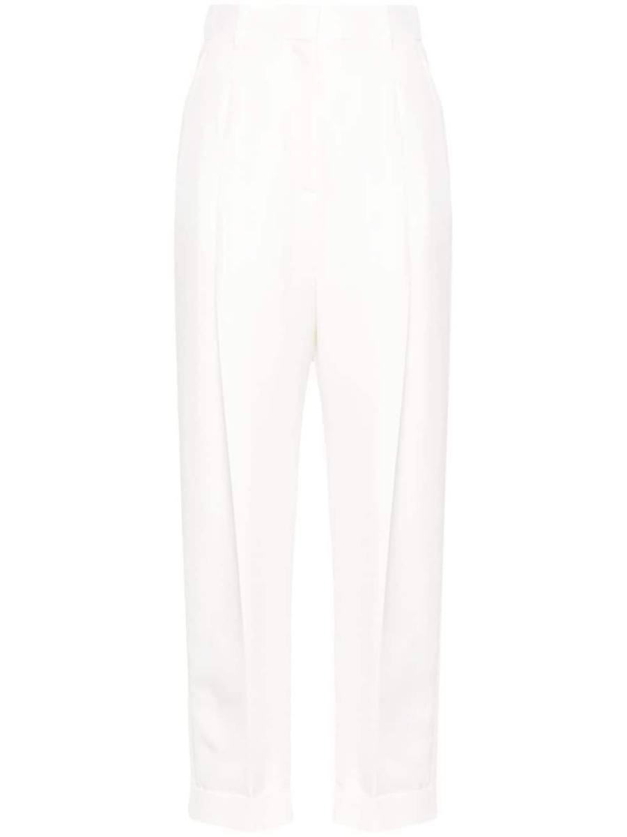 pleat-detail cotton trousers