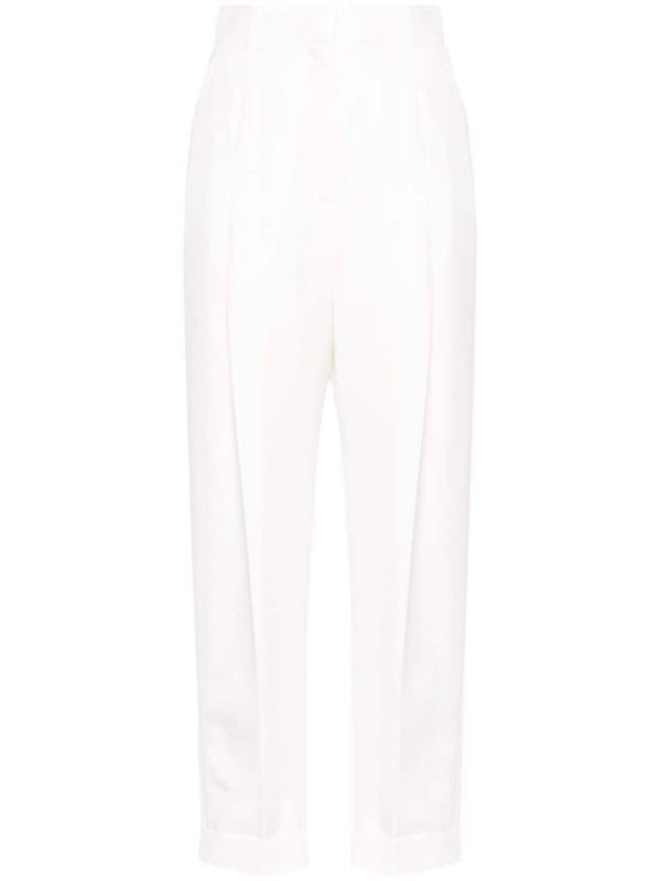 pleat-detail cotton trousers