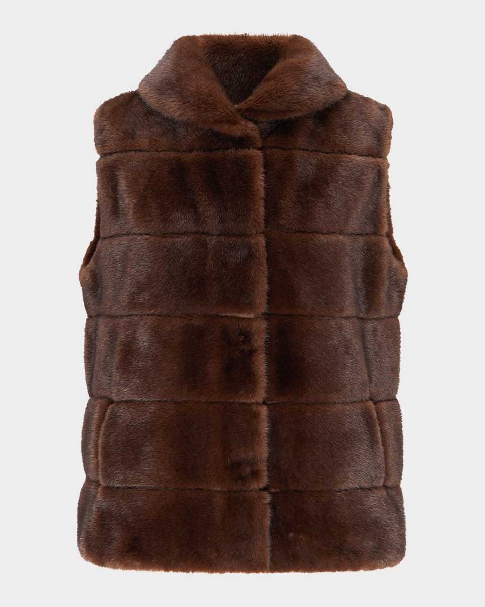 Horizontal Mink-Like Faux Fur Vest