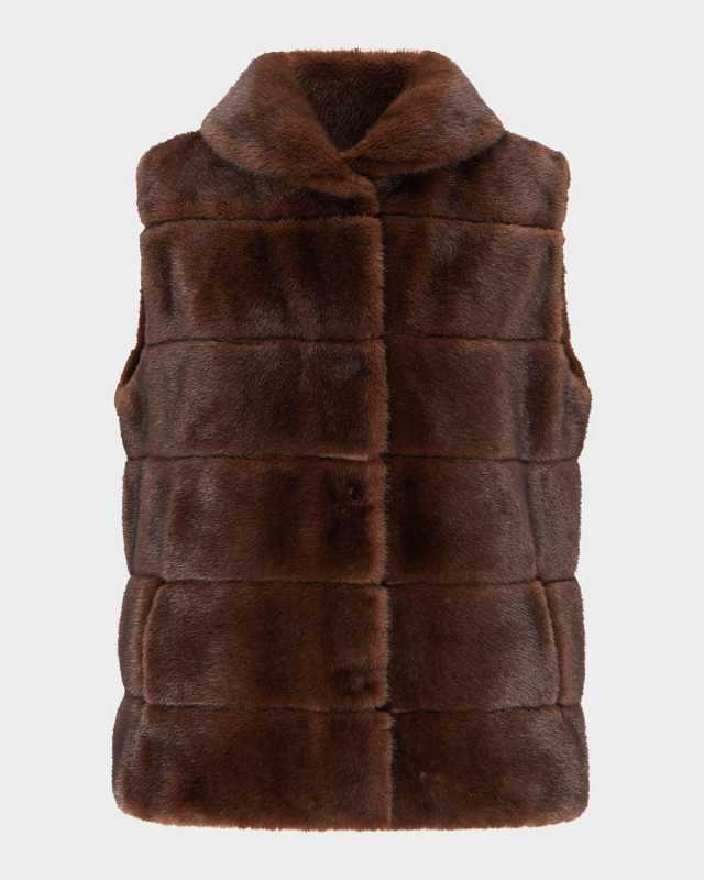 Horizontal Mink-Like Faux Fur Vest