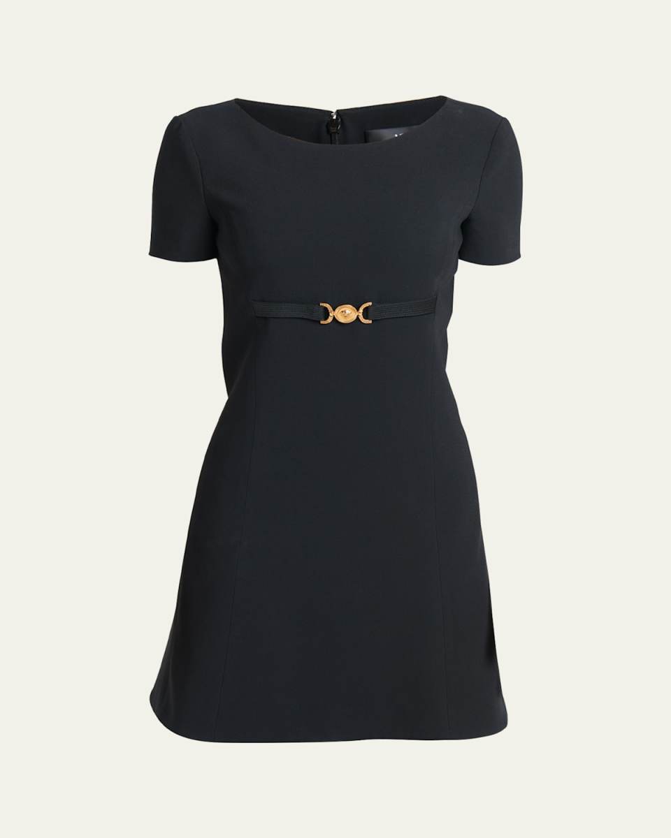 Techno-Cady Short Sleeve A-Line Mini Dress
