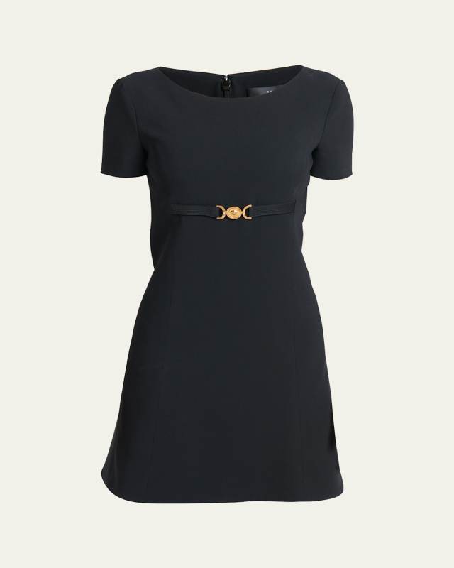 Techno-Cady Short Sleeve A-Line Mini Dress